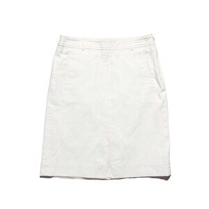 Talbots Womens 6P White Classic Structured Crisp Side Zip Denim A-Line Skirt